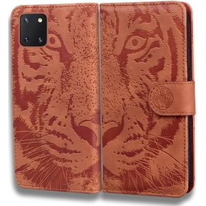 For Samsung Galaxy Note10 Lite / A81 Tiger Embossing Pattern Horizontal Flip Leather Case with Holder & Card Slots & Wallet(Brown)
