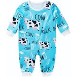 Baby Long Sleeve Printed One-piece Jumpsuit (Color:Blue Size:66)