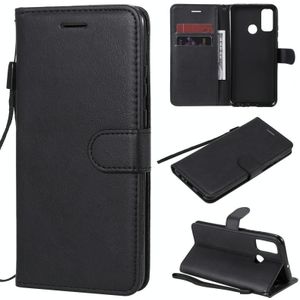 For Huawei P smart 2020 Solid Color Horizontal Flip Protective Leather Case with Holder & Card Slots & Wallet & Lanyard(Black)