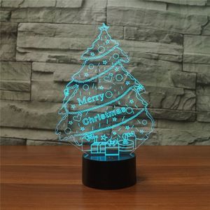 Christmas Tree Shape 3D Colorful LED Vision Light Table Lamp  Crack Remote Control Version