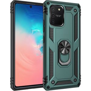For Samsung Galaxy S10 Lite / M80s / A91 Shockproof TPU + PC Protective Case with 360 Degree Rotating Holder(Dark Green)