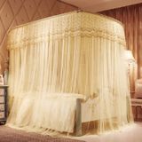 U-shaped Three-door Stainless Steel Tube Floor Mosquito Net  Size:Bold 25mm 2.0x2.2m(Beige)