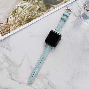 Naaimaal Weave Small Taille Lederen Vervanging Strap Horlogeband voor Apple Watch Series 7 45 mm / 6 & SE & 5 & 4 44mm / 3 & 2 & 1 42mm (Ice Blue)