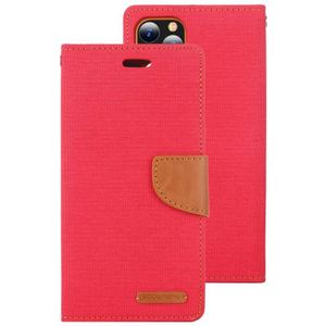 For iPhone 12 / 12 Pro GOOSPERY CANVAS DIARY Cross Texture Horizontal Flip Leather Case with Card Slots & Wallet & Holder(Red)