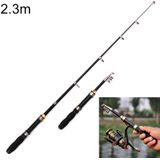 37cm Portable Telescopic Sea Fishing Rod Mini Fishing Pole  Extended Length : 2.3m  Black Tube-type Reel Seat