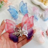 2 stuks handgemaakte vlinder kinderen haarspeld lente vlinder haaraccessoires (gradiënt roze blauw)
