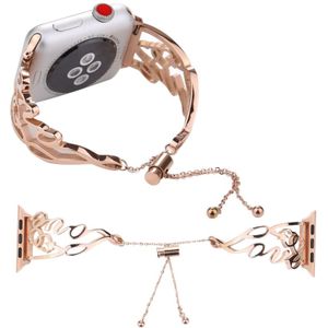 LOVE Shaped Bracelet Stainless Steel Watchband for Apple Watch Series 3 & 2 & 1 42mm (Rose Gold)