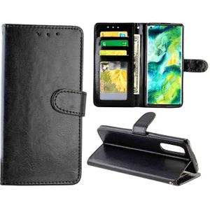 For OPPO Find X2 Crazy Horse Texture Leather Horizontal Flip Protective Case with Holder & Card Slots & Wallet & Photo Frame(Black)