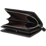 WEIXIER W118 Simple Short Zipped PU Leather Wallet Card Holder for Men (Black)