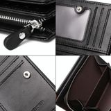 WEIXIER W118 Simple Short Zipped PU Leather Wallet Card Holder for Men (Black)