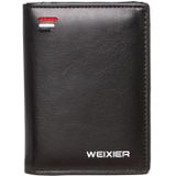 WEIXIER W118 Simple Short Zipped PU Leather Wallet Card Holder for Men (Black)