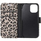 For iPhone 12 Leopard Print Pattern Horizontal Flip Leather Case with Card Slot and Holder(Gray)