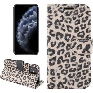 For iPhone 12 Leopard Print Pattern Horizontal Flip Leather Case with Card Slot and Holder(Gray)