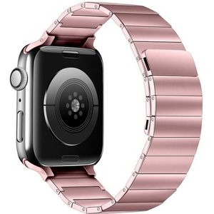 Magnetische staalwachtband voor Apple Watch Series 7 41 mm / 6 & SE & 5 & 4 40mm / 3 & 2 & 1 38 mm (roze roze)