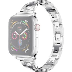 Colorful Diamond Stainless Steel Watchband for Apple Watch Series 5 & 4 44mm / 3 & 2 & 1 42mm(Silver)