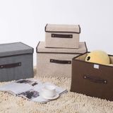 2 in 1 Cotton Fabric Cube Storage Box Embroidery Laundry Basket Cupboard Showcase Holder Toys Organizer(Creamy-white)