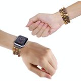 Houten kralen horlogeband voor Apple Watch Ultra 49 mm / serie 8 & 7 45 mm / SE 2 & 6 & SE & 5 & 4 44 mm / 3 & 2 & 1 42 mm (3 rijen kralen)