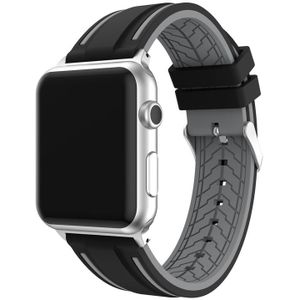 For Apple Watch Series 4 & 3 & 2 & 1 38mm Two-color Floral Pattern Silicone Wrist Strap Watch Band without body(Black + Grey)
