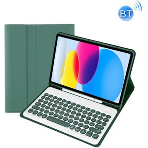 Voor iPad 10th Gen 10.9 2022 YA10B Lamsvacht Textuur Bluetooth Toetsenbord Lederen Tablet Case met Pen Slot (Donkergroen)