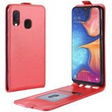 R64 Texture Vertical Flip Leather Case for Galaxy A20e  with Card Slots & Photo Frame (Red)