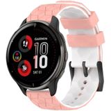 For Garmin Venu 2 Plus 20mm Football Pattern Two-Color Silicone Watch Band(Pink+White)