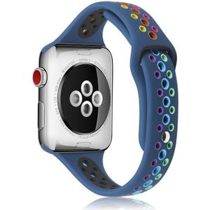 Rainbow Silicone Watchband For Apple Watch Series 6 & SE & 5 & 4 40mm / 3 & 2 & 1 38mm(Blue)