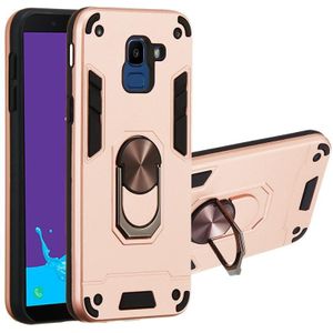For Samsung Galaxy J6 (2018) 2 in 1 Armour Series PC + TPU Protective Case with Ring Holder(Rose Gold)