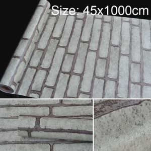 Gray Brick Creative 3D Stone Brick Decoration Wallpaper Stickers Bedroom Living Room Wall Waterproof Wallpaper Roll  Size: 45 x 1000cm