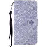 For Samsung Galaxy A20e Ethnic Style Embossed Pattern Horizontal Flip Leather Case with Holder & Card Slots & Wallet & Lanyard(Purple)