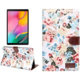 Dibase Flower Pattern Cloth Surface Horizontal Flip PC + PU Leather Case with Holder & Card Slots & Sleep / Wake-up Function For Galaxy Tab A 8.0 inch (2019) / T290 / T295(White)