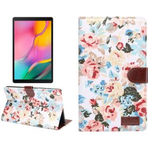 Dibase Flower Pattern Cloth Surface Horizontal Flip PC + PU Leather Case with Holder & Card Slots & Sleep / Wake-up Function For Galaxy Tab A 8.0 inch (2019) / T290 / T295(White)