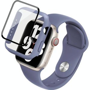 Voor Apple Watch SE 2022 44 mm imak siliconen horlogeband pc-frame met gehard glasfilm