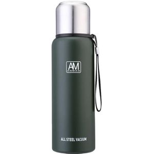 304 Stainless Steel Insulated Mug Large Capacity Sports Water Cup Outdoor Travel Pot  Capacity: 1000ml(Dark Green)