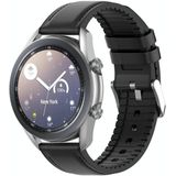 20mm Siliconen lederen vervangende band watchband voor Samsung Galaxy Watch 3 41mm(Zwart)