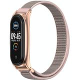 For Xiaomi Mi Band 6 / 5 / 4 / 3 Mijobs Nylon Loop Plus Strap Replacement Watchband(Pink Sand Rose Gold)