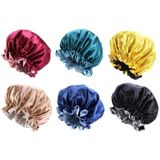 3 PCS TJM-443A Double-Layer Satin Big Lace Night Hat Round Hat Chemotherapy Hat  Size: One Size Adjustable(Peacock Blue)