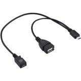 USB 2.0 Micro-B Male to USB 2.0 Micro-B Female Male & USB 2.0 Female Y Splitter OTG Cable  Length: 19 / 30cm  For Samsung / Huawei / Xiaomi / Meizu / LG / HTC and Other Smartphones(Black)