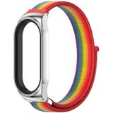 Voor Xiaomi Mi Band 8 Mijobs CS Case Ademend Nylon Loop Watch Band (Rainbow Silver)