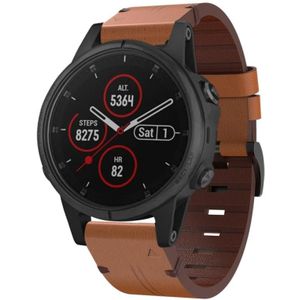 Voor Garmin Fenix 5S Plus 20mm lederen stalen gesp horlogeband