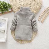 Yellow Winter Children's Thick Solid Color Knit Bottoming Turtleneck Pullover Sweater  Height:18 Size?100-110cm?