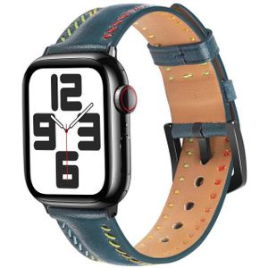 Voor Apple Watch Series 5 40 mm kleurrijke naaigaren lederen horlogeband