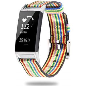 For Fitbit Charge 3 Watch Nylon Canvas Strap Plastic Connector Length: 21cm(Iridescence)