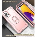 For Samsung Galaxy A72 5G / 4G PC + Rubber 3-layers Shockproof Protective Case with Rotating Holder(Rose Gold)