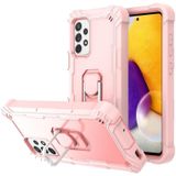 For Samsung Galaxy A72 5G / 4G PC + Rubber 3-layers Shockproof Protective Case with Rotating Holder(Rose Gold)