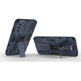 For Samsung Galaxy S21 5G Supersonic PC + TPU Shock-proof Case with Holder(Dark Blue)