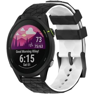 For Garmin Forerunner 255 22mm Football Pattern Two-Color Silicone Watch Band(Black+White)