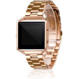Suitable For Fitbit Blaze Smart Sports Watch Stainless Steel Metal Strap Metal Frame Butterfly Buckle Three Beads Strap(Rose gold)