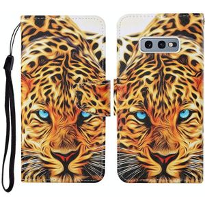 For Samsung Galaxy S10e Colored Drawing Pattern Horizontal Flip Leather Case with Holder & Card Slots & Wallet & Lanyard(Yellow Leopard)