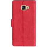 For Samsung Galaxy A7 (2016) A710 Skin Feel Crocodile Texture Magnetic Clasp Horizontal Flip PU Leather Case with Holder & Card Slots & Wallet(Red)