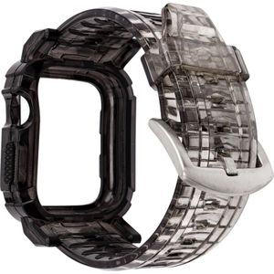 Verloop TPU Geïntegreerde Case Strap voor Apple Watch Series 6 & SE & 5 & 4 44mm / 3 & 2 & 1 42mm (zwart door. - Zilveren sluiting)